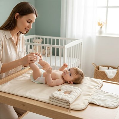 Tapis à langer nomade - HappyBébé™ | Compact et imperméable - Babe - mama