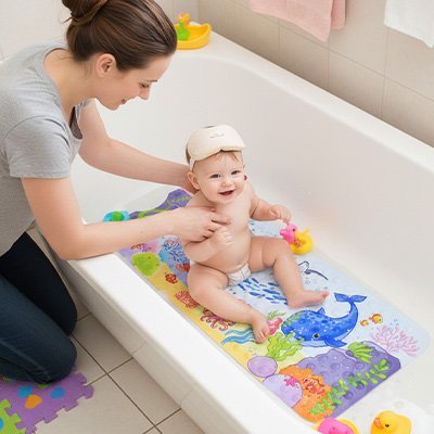 Tapis de bain bébé – BainSérénité™ | Antidérapant, sûr et confortable - Babe - mama